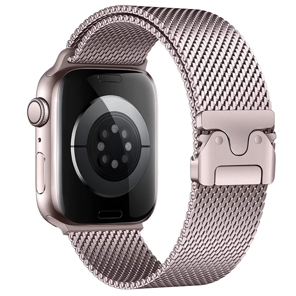 Apple Watch 10 42mm Redclick KRD-121 Metal İnce Tasarım Slim Hasır Kordon - Resim 2