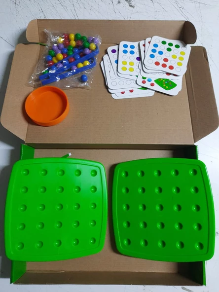 Periboia Minik Boncuklar Eğitici Boncuk Dizme Kutu Oyunu 3+ Yaş Aktivite Oyunu Eğlence Kutusu - 4