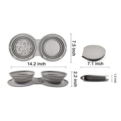 Periboia Mikopet Katlanabilir İkili Mama ve Su Kabı - 5