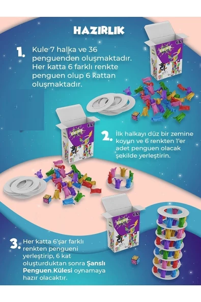 Periboia Şanslı Penguen Kulesi Denge Oyunu 3+ Yaş Zeka Ve Aktivite Oyunu Eğlence Kutusu Eğitici Oyuncak - 3