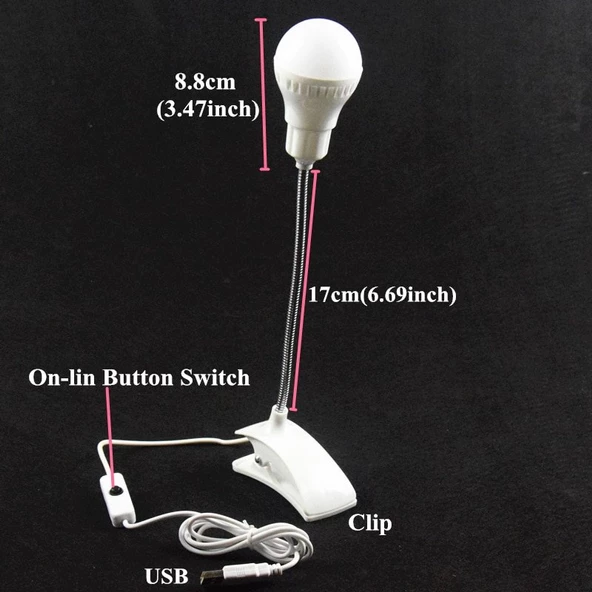 Periboia Kitap Okuma Lambası - Ledli Masa Lambası - Usbli Düğmeli Gece Lambası - 2
