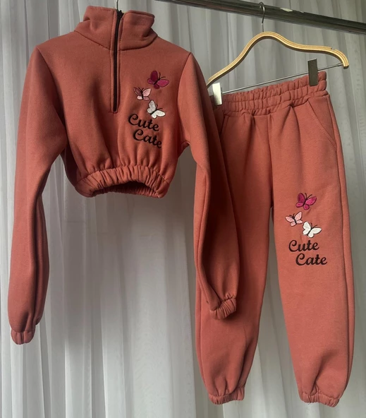 GALA kız çocuk kelebek işlemeli crop eşofman takımı - 8