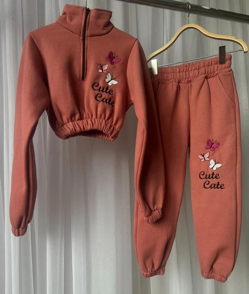 GALA kız çocuk kelebek işlemeli crop eşofman takımı - 6