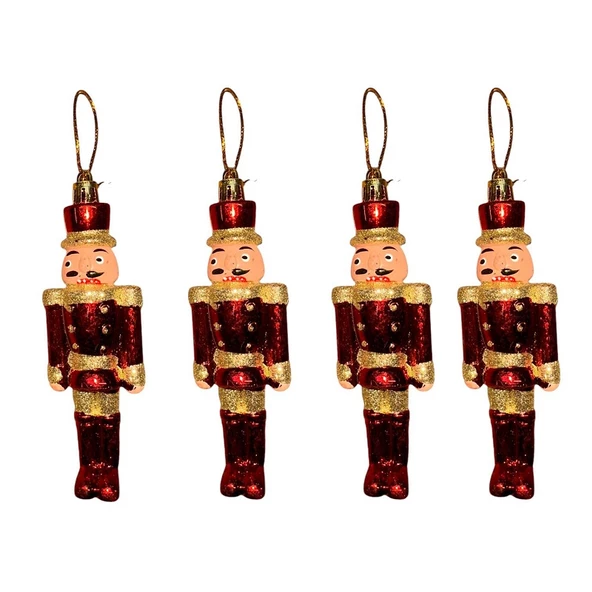 ÖZEL VIP DELUXE 4 ADET FINDIK KIRAN YILBAŞI AĞAÇ SÜSÜ 13 CM PARLAK SİMLİ KIRMIZI NOEL SÜSLERİ - Resim 3