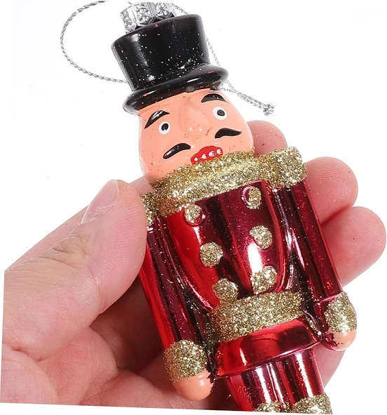 ÖZEL VIP DELUXE 4 ADET FINDIK KIRAN YILBAŞI AĞAÇ SÜSÜ 13 CM PARLAK SİMLİ KIRMIZI NOEL SÜSLERİ - Resim 4