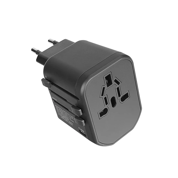 S-link 2-USB 2.4A + PD 20W Yedek Akım Sigortalı 100-240V Universal Çevirici Priz Adaptör - 2