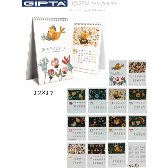 Gıpta Üçgen Takvim 12 x 17 CM 2025 Yılı Üçgen Masa Takvimi Karışık 1 Adet