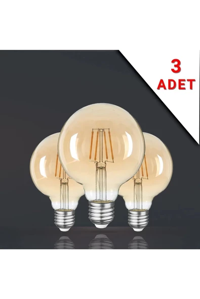 Rustik Led Ampül E27 Duy G95 Glop Model 3 Adet 4 Watt safsaf3adet, one size