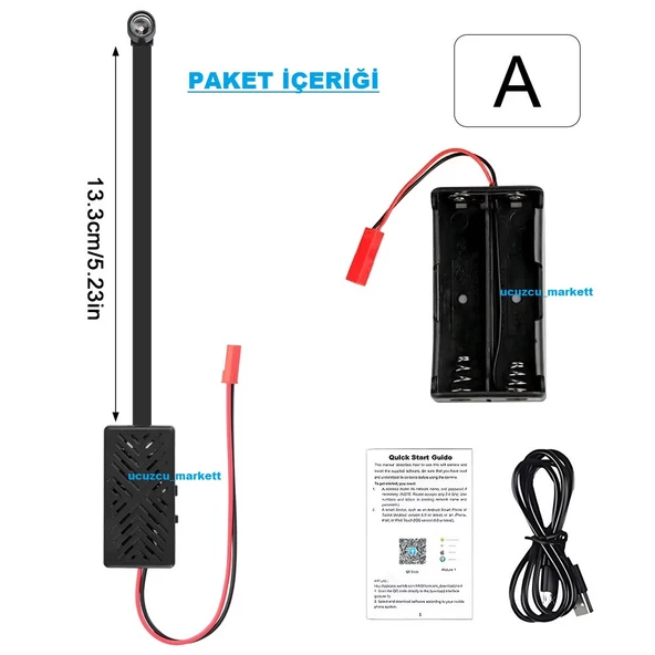 MİNİ GÜVENLİK WİFİ KAMERA (UZAKTAN İZLEME-SES DİNLEME-HAFIZA KART KAYIT-HAREKET ALGILAMA) - 5