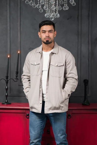 Advante Rahat Kalıp Kapak ve Yan Cepli Astarsız Kanvas Baharlık Gömlek - Resim 2