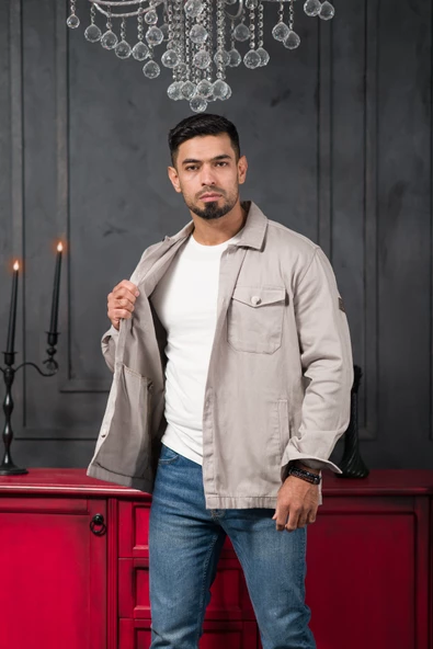 Advante Rahat Kalıp Kapak ve Yan Cepli Astarsız Kanvas Baharlık Gömlek - Resim 4