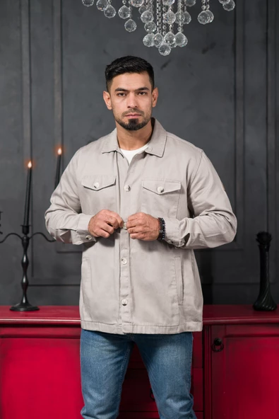 Advante Rahat Kalıp Kapak ve Yan Cepli Astarsız Kanvas Baharlık Gömlek - Resim 3