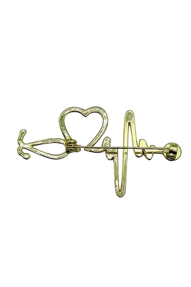 Kalp ve EKG Desenli Stetoskop Broş - Resim 4