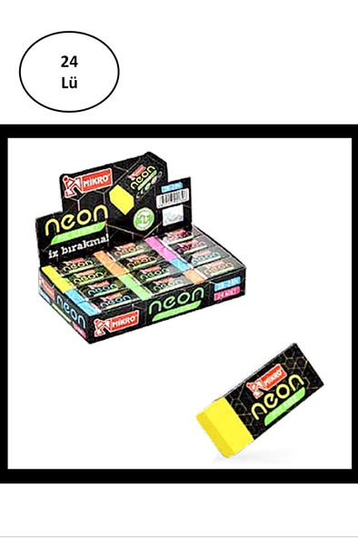 Mikro 2B-24N Neon Soft Silgi 24'lü Paket