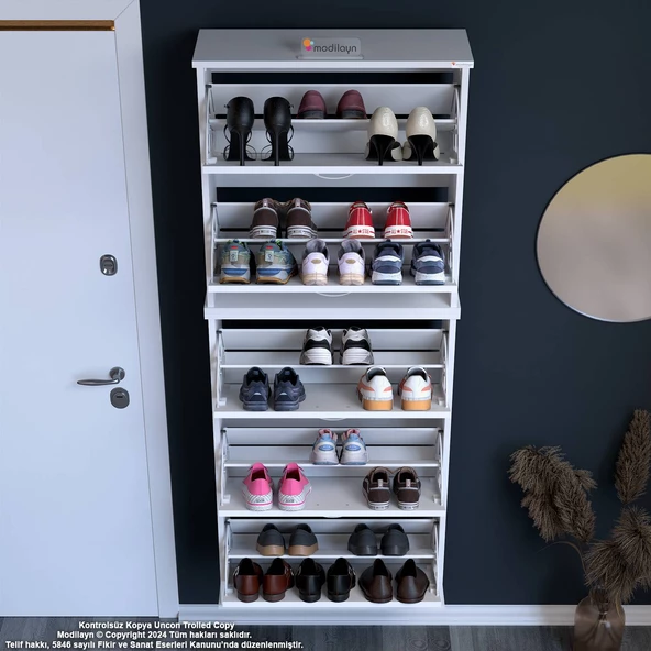 Modilayn VARBİ UMAY' 2 Li Asma Antre 72 x 193 x 26 cm’ lik 5 Düşer Kapak 10 Göz Bölme Ayakkabılık - 4