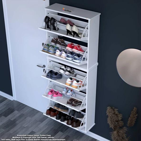 Modilayn VARBİ UMAY' 2 Li Asma Antre 72 x 193 x 26 cm’ lik 5 Düşer Kapak 10 Göz Bölme Ayakkabılık - 2