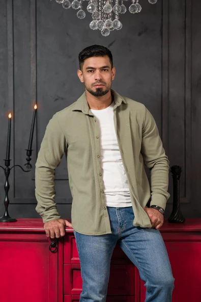 Likralı Fitilli Pamuklu Kışlık Kumaş Regular Fit Gömlek - 7