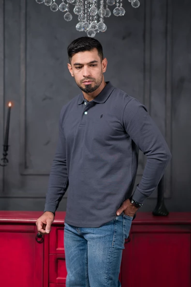 San&Fa Regular Fit Polo Yaka Uzun Kol Pamuklu Baharlık Sweatshirt - 10