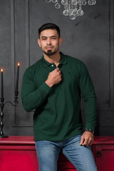 San&Fa Regular Fit Polo Yaka Uzun Kol Pamuklu Baharlık Sweatshirt - 3