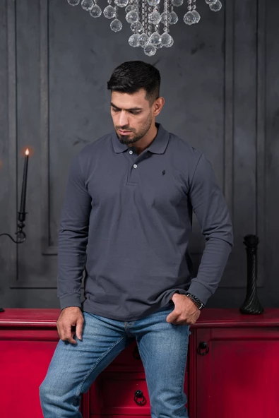 San&Fa Regular Fit Polo Yaka Uzun Kol Pamuklu Baharlık Sweatshirt - 8