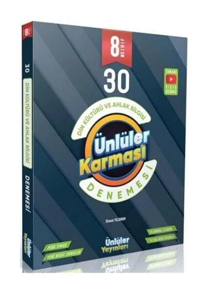 Ünlüler Yayınları 8. Sınıf Din Kültürü ve Ahlak Bilgisi 30 Branş Deneme