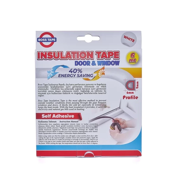 BOSS TAPE 3159 KAPI PENCERE İZOLASYON BANDI 9mmx6m BEYAZ - 3