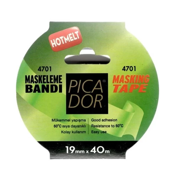PİCADOR MASKELEME BANDI 19mmx40m ASKISIZ (KP004) - 1