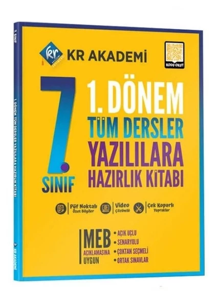 7. Sınıf 1. Dönem Tüm Dersler Yazılılara Hazırlık Kitabı KR Akademi Yayınları