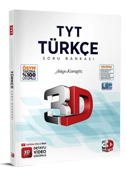 2024 TYT 3D Türkçe Tamamı Video Çözümlü Soru Bankası 3D Yayınları