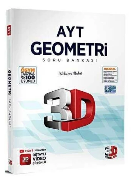 2025 AYT 3D Geometri Tamamı Video Çözümlü Soru Bankası 3D Yayınları