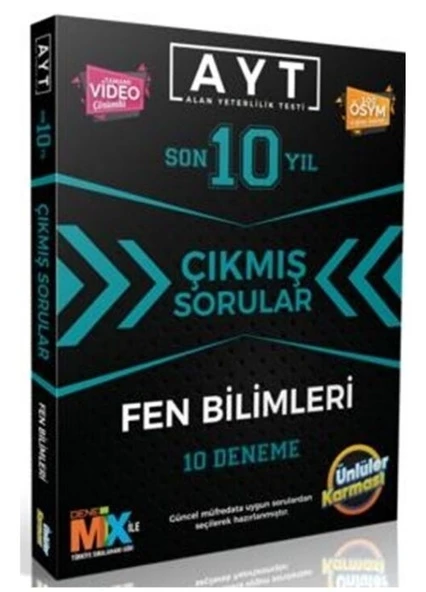 AYT Fen Bilimleri Çıkmış Sorular Tıpkı Basım 10 Deneme Ünlüler Yayınları