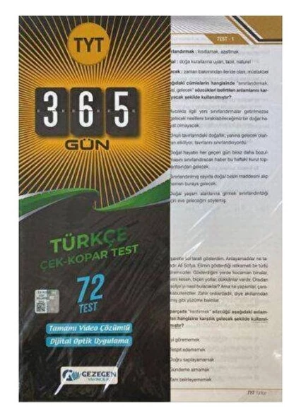 Gezegen Yayıncılık TYT 365 Gün Türkçe 72 Yaprak Test