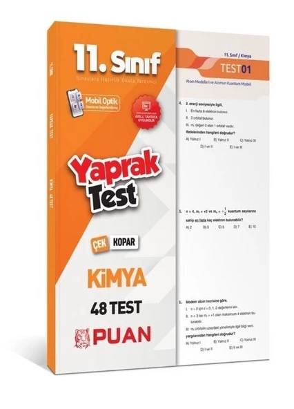 11. Sınıf Kimya Yaprak Test Puan Yayınları