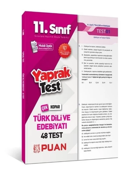 11. Sınıf Türk Dili ve Edebiyatı Yaprak Test Puan Yayınları ürün görseli 1
