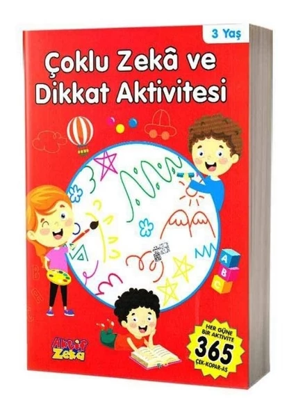 3 Yaş Çoklu Zeka ve Dikkat Aktivitesi - Kırmızı Kitap Aktif Zeka Yayınları