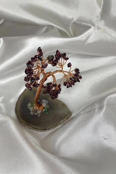 Doğaltaş Kırmızı Akik Taşı Doğal Taş Bakır Hayat Ağacı Stres Meditasyon Taşı Kırmızı Akik - 3