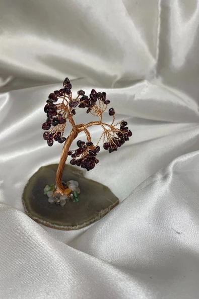 Doğaltaş Kırmızı Akik Taşı Doğal Taş Bakır Hayat Ağacı Stres Meditasyon Taşı Kırmızı Akik - 2