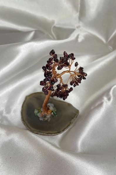 Doğaltaş Kırmızı Akik Taşı Doğal Taş Bakır Hayat Ağacı Stres Meditasyon Taşı Kırmızı Akik