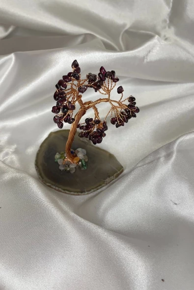 Doğaltaş Kırmızı Akik Taşı Doğal Taş Bakır Hayat Ağacı Stres Meditasyon Taşı Kırmızı Akik - 6