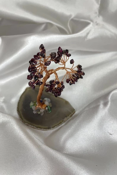 Doğaltaş Kırmızı Akik Taşı Doğal Taş Bakır Hayat Ağacı Stres Meditasyon Taşı Kırmızı Akik - 5