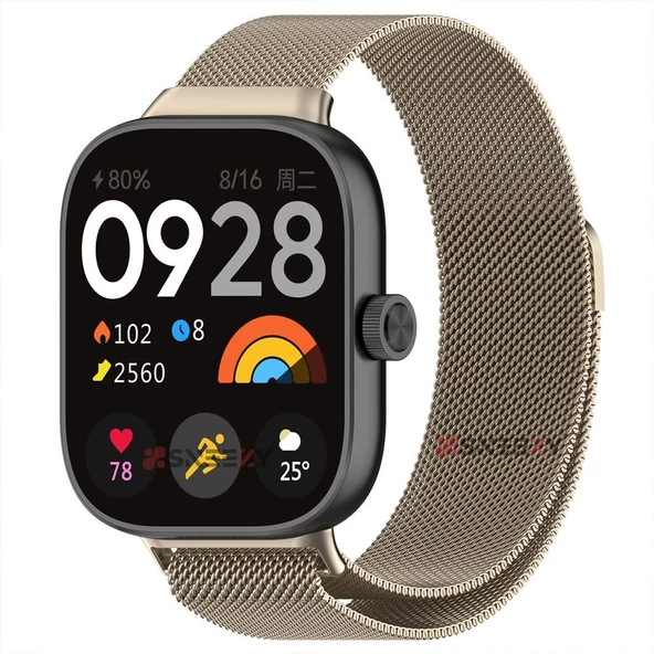 Sneezy Xiaomi Redmi Watch 4 Uyumlu Woven Wire Tasarım Metal Hasır Kordon  Starlight