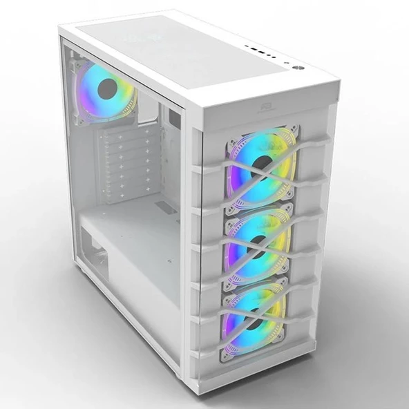 POWERBOOST PB-GR222BW 7-RGB FANLI GAMING MID-TOWER PC KASASI BEYAZ - 2