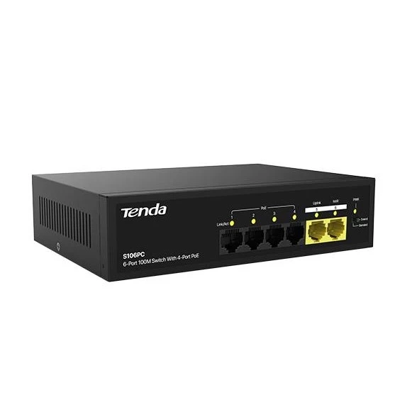 TENDA 6port 30w 4port PoE S106PC 10/100 Yönetilemez Switch - 3