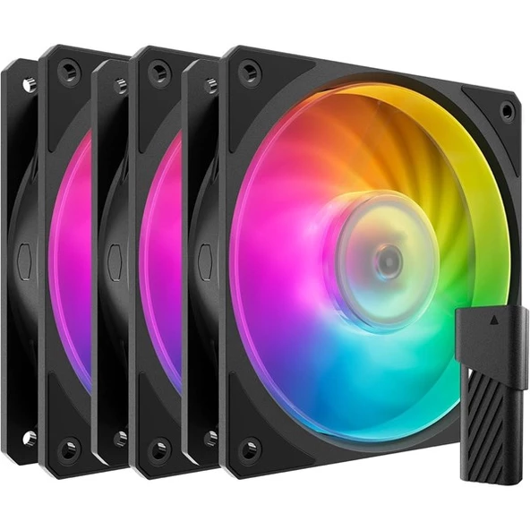 COOLERMASTER MOBIUS 120P MFZ-M2DN-243P2-R1 120mm ARGB Kasa Fan Kiti  ARGB Kontrol Üniteli 3-lü paket - 1
