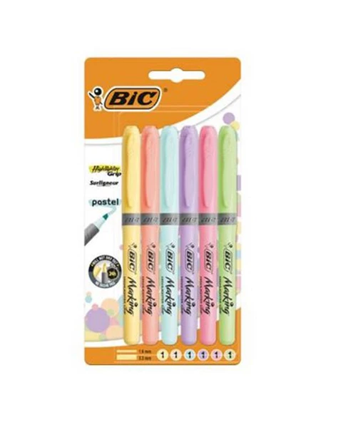 Bic Marking Fosforlu Kalem Pastel 6lı