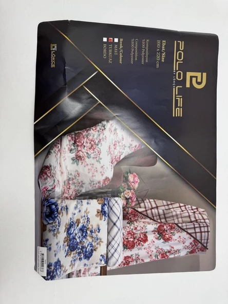 Pololife Zara Çiçekli Battaniye Turkuaz Tek Kişilik 160x220