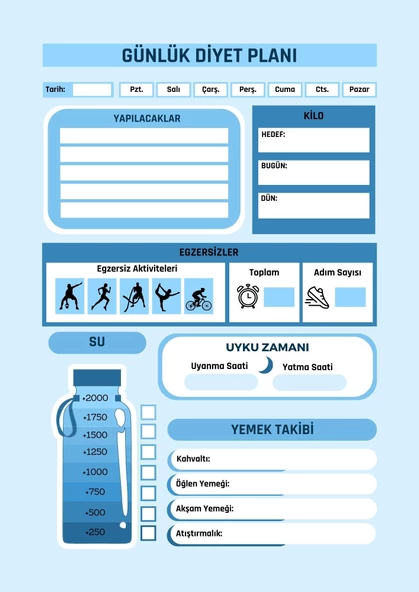 Haftalık Diyet Planı YAZ-SİL (Silinebilir Kalem Hediye) - 3