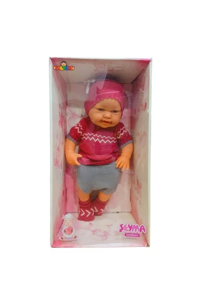 Galtoys Şeyma Bebek Pembe ve Gri Renk Triko Kıyafetli 40 cm Et Bebek GLT1117