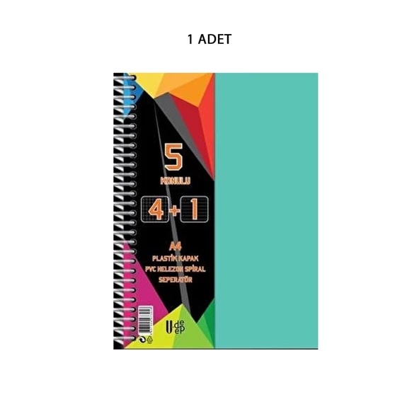 Spiralli PP Kapak 4+1 125  Yaprak Ayraçlı Defter