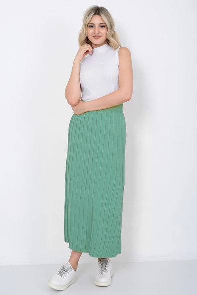 Kadın Triko Etek Oversize Mint Yeşili - Resim 2